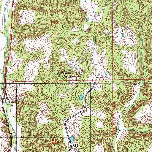Topographic Map of Bridges Cemetery, IN