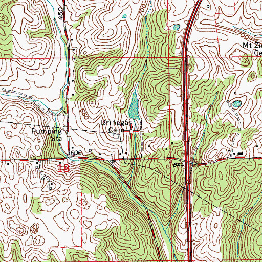 Topographic Map of Brinegar Cemetery, IN