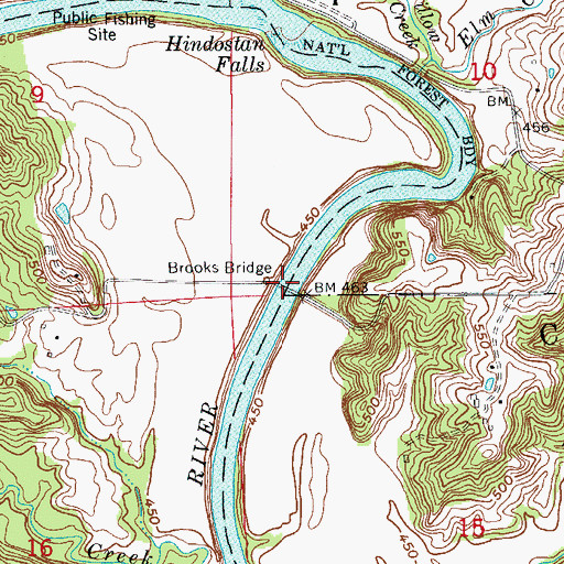Topographic Map of Brooks Bridge, IN