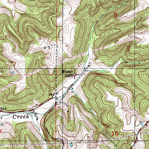 Topographic Map of Brown Cemetery, IN