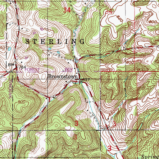 Topographic Map of Brownstown, IN