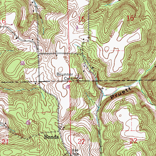 Topographic Map of Brunner Cemetery, IN