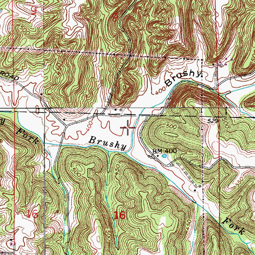 Topographic Map of Brushy Hollow, IN