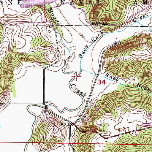Topographic Map of Buck Knob Creek, IN