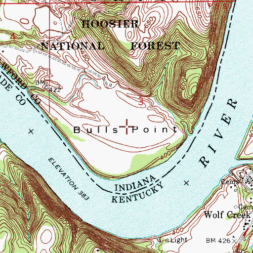 Topographic Map of Bulls Point, IN