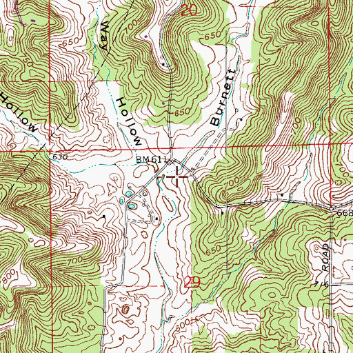 Topographic Map of Burnett Hollow, IN