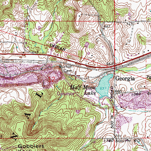 Topographic Map of Burton Cemetery, IN