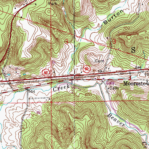 Topographic Map of Burton Hollow, IN
