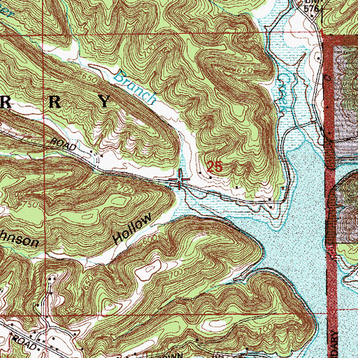 Topographic Map of Butcher Branch, IN