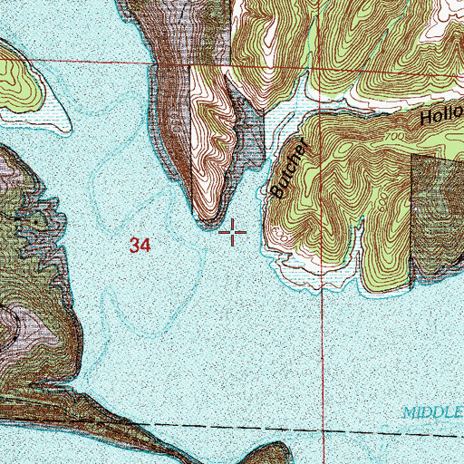 Topographic Map of Butcher Hollow, IN