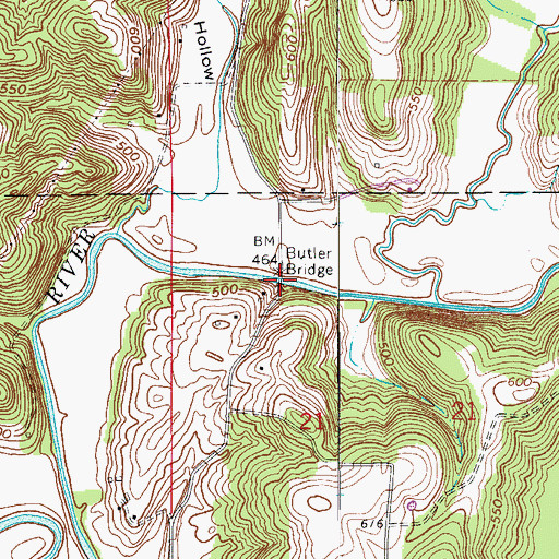Topographic Map of Butler Bridge, IN