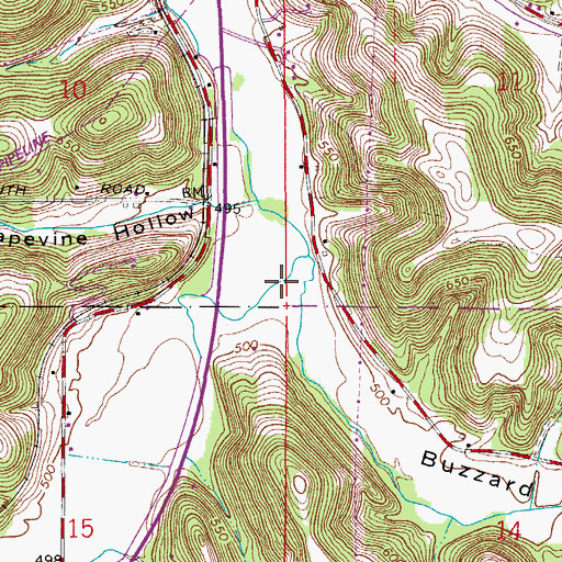 Topographic Map of Buzzard Hollow, IN
