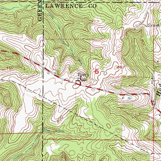 Topographic Map of Byers Cemetery, IN