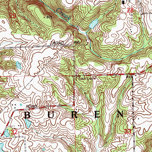 Topographic Map of Cain Cemetery, IN