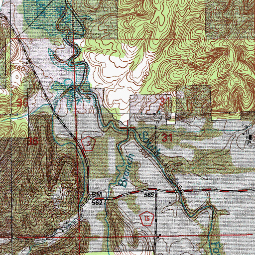 Topographic Map of Callahan Branch, IN