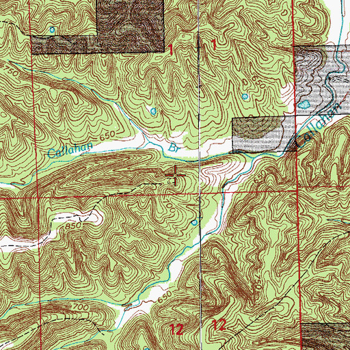Topographic Map of Callahan Cemetery, IN