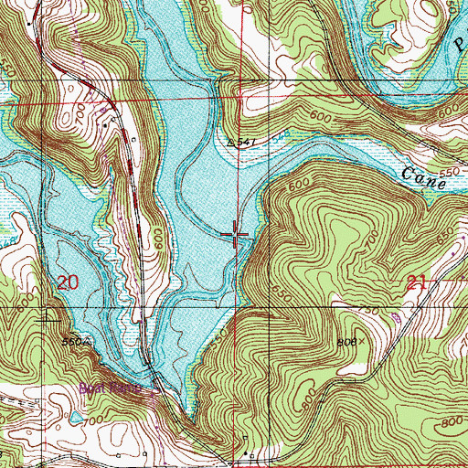 Topographic Map of Cane Branch, IN