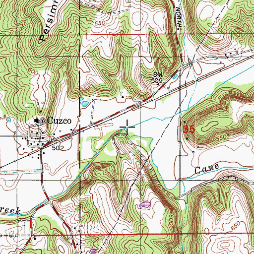 Topographic Map of Cane Creek, IN