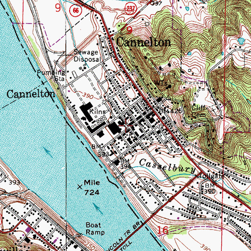 Topographic Map of Cannelton, IN