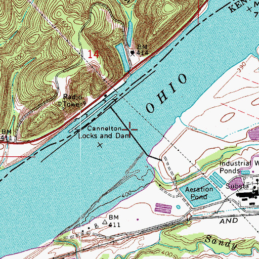 Topographic Map of Cannelton Locks and Dam, KY