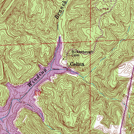 Topographic Map of Celina, IN