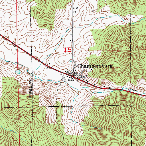 Topographic Map of Chambersburg, IN