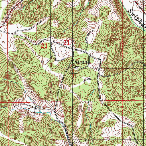 Topographic Map of Chandler Cemetery, IN