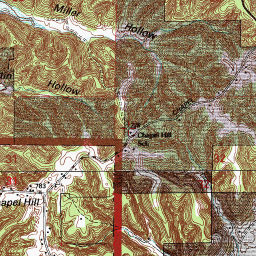 Topographic Map of Chapel Hill School, IN