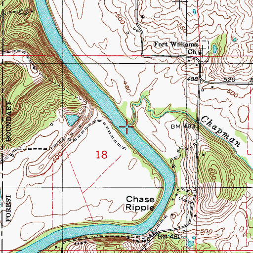 Topographic Map of Chapman Creek, IN