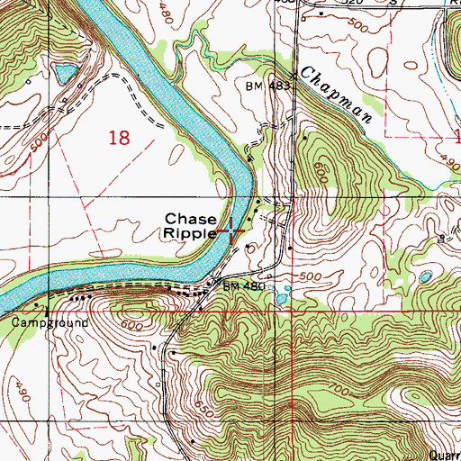 Topographic Map of Chase Ripple, IN