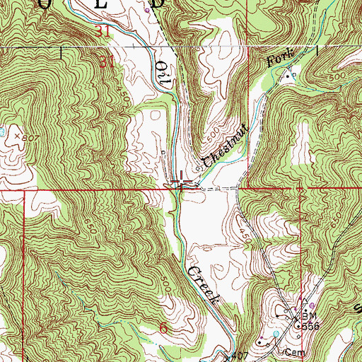 Topographic Map of Chestnut Fork, IN