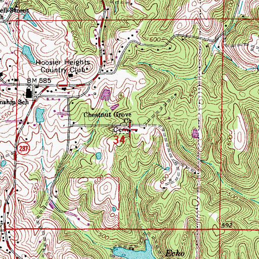 Topographic Map of Chestnut Grove Church, IN