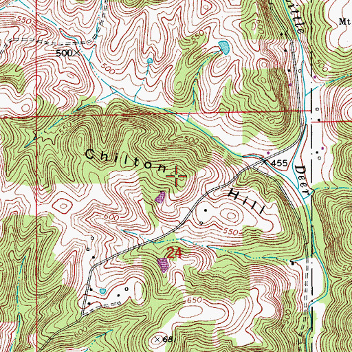 Topographic Map of Chilton Hill, IN