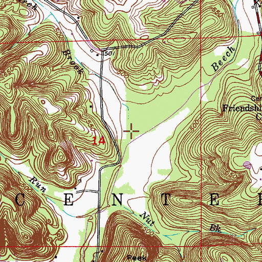 Topographic Map of Church Brook, IN