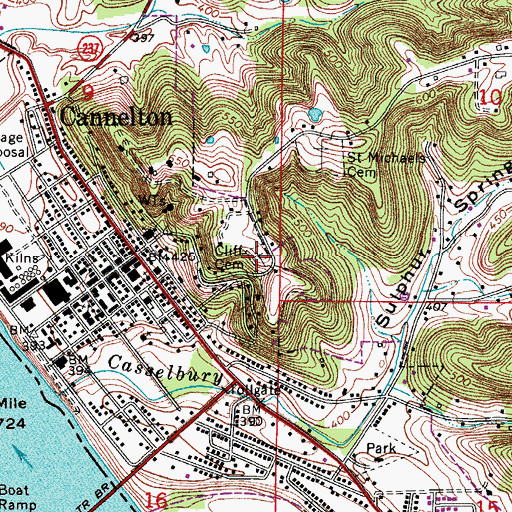 Topographic Map of Cliff Cemetery, IN