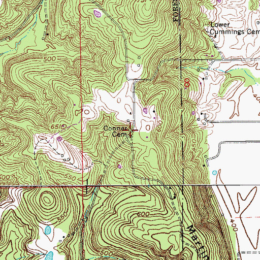 Topographic Map of Conner Cemetery, IN