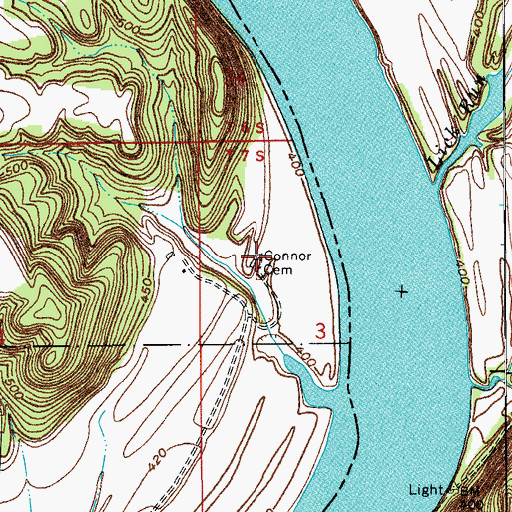 Topographic Map of Connor Cemetery, IN