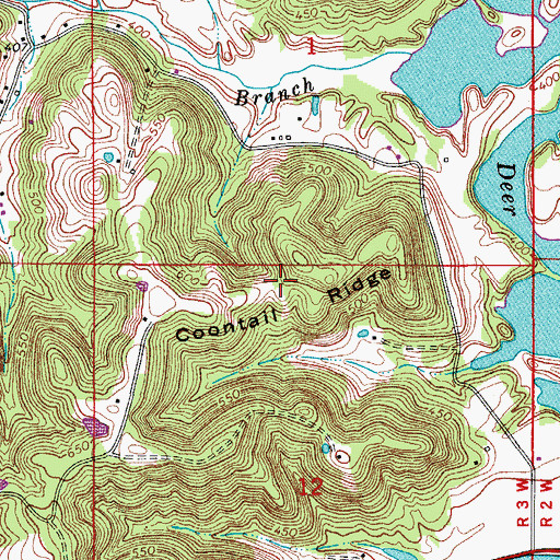 Topographic Map of Coontail Ridge, IN