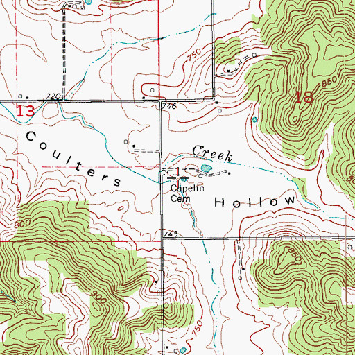 Topographic Map of Copelin Cemetery, IN