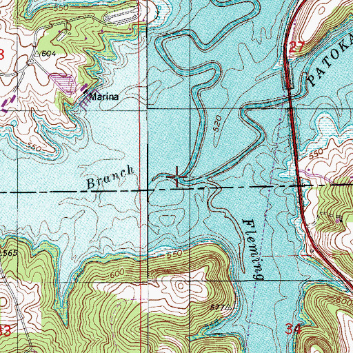 Topographic Map of County Line Branch, IN