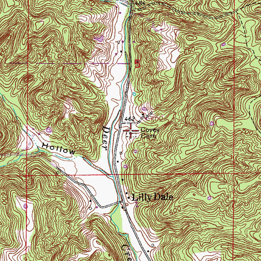 Topographic Map of Covey Cemetery, IN