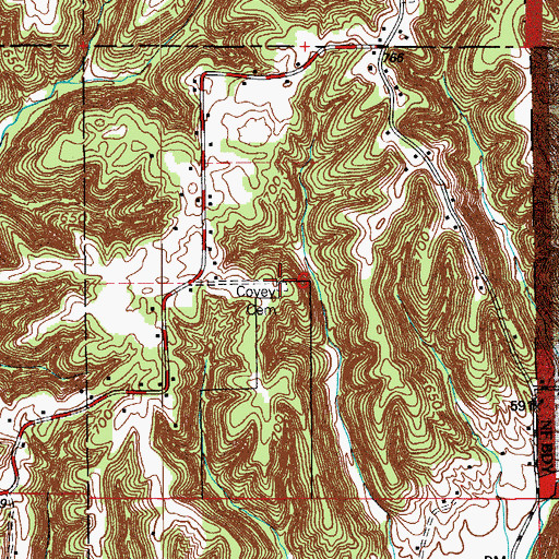Topographic Map of Covey Cemetery, IN