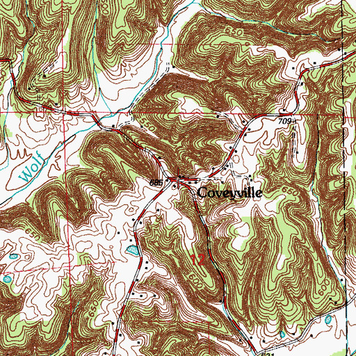 Topographic Map of Coveyville, IN