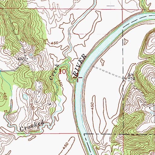 Topographic Map of Crooked Creek, IN