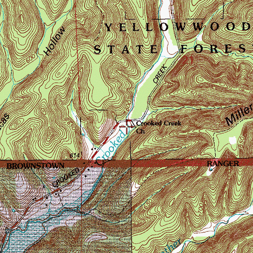 Topographic Map of Crooked Creek Church, IN