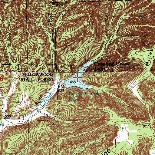 Topographic Map of Crooked Creek Lake, IN