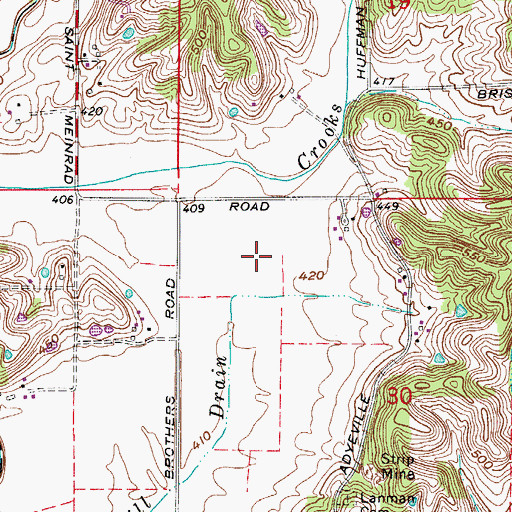 Topographic Map of Crooks Hollow Creek, IN