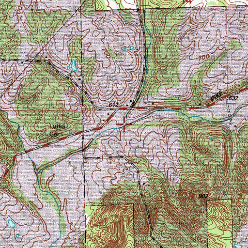 Topographic Map of Cross Branch, IN