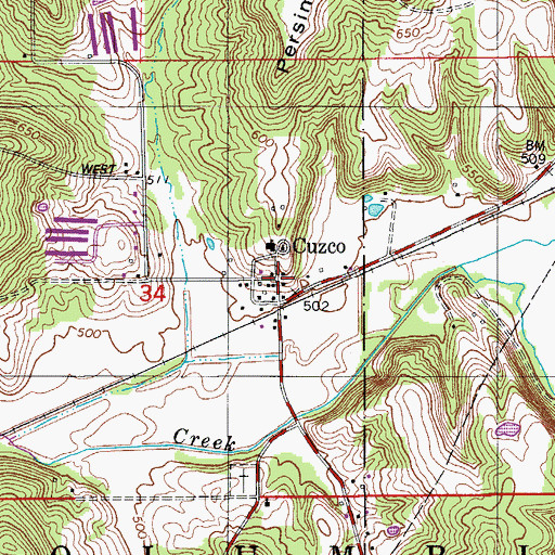 Topographic Map of Cuzco, IN