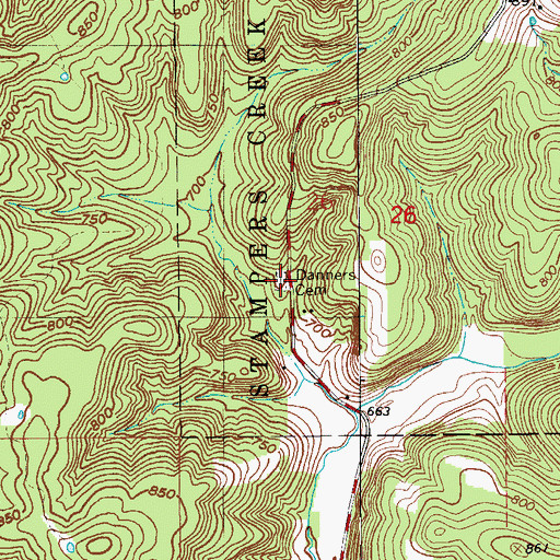 Topographic Map of Danners Cemetery, IN